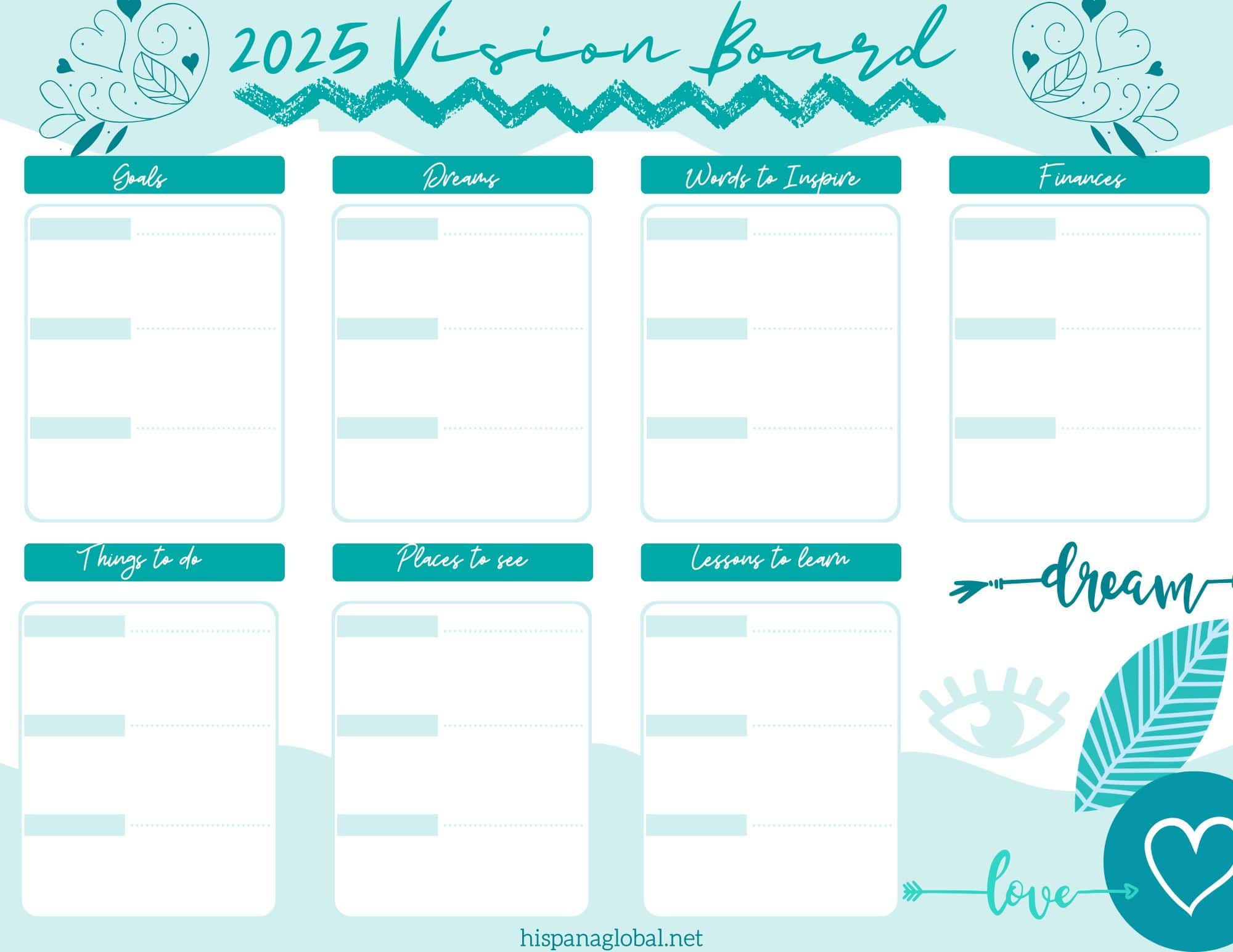 How To Make A Vision Board Online + Free Templates - Hispana Global for World Vision All About Me Worksheet