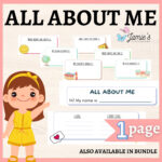Interactive Back To School Writing Activity  All About Me For All About Me Worksheet Girl
