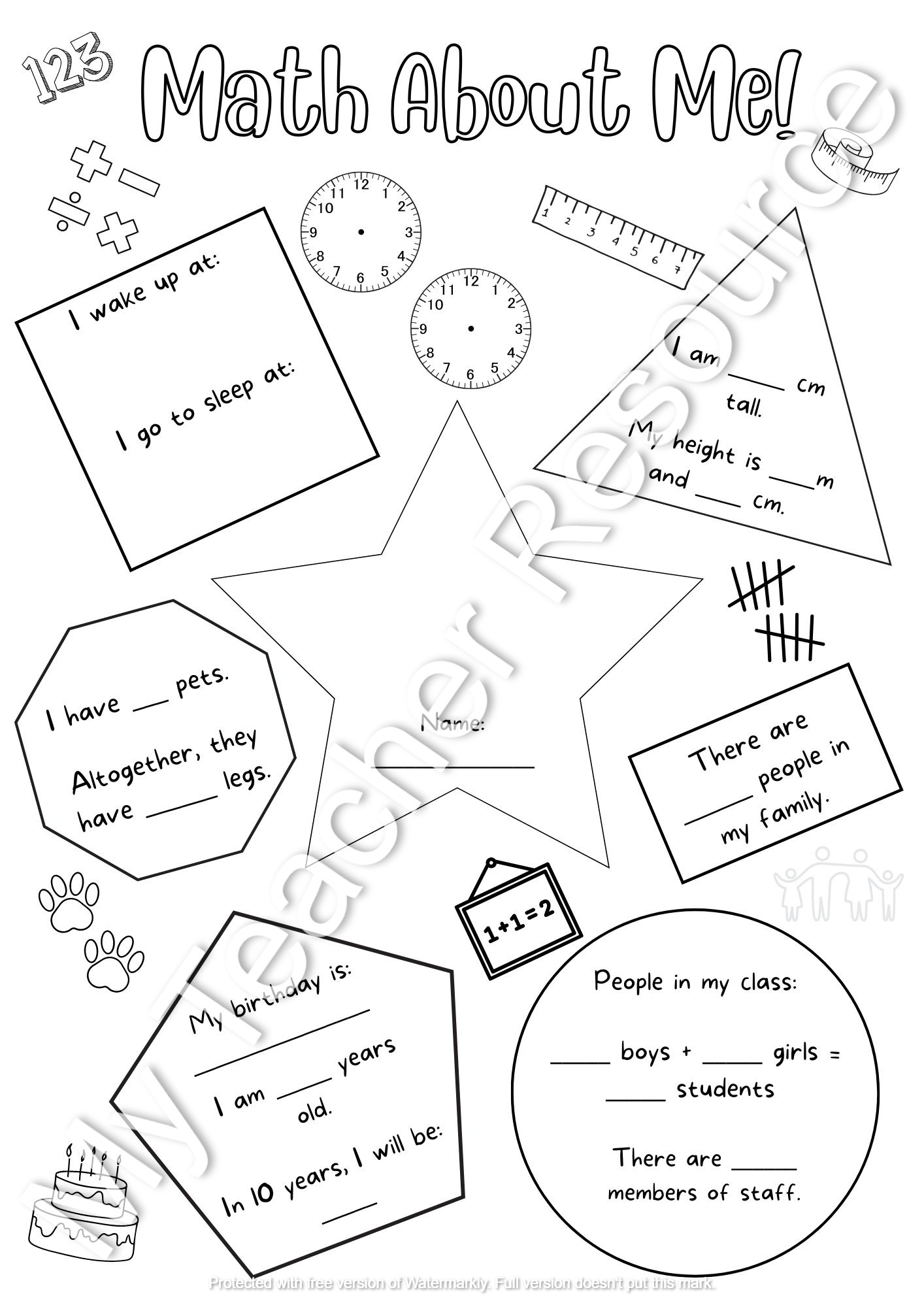 Math About Me, All About Me, Ks1, Ks2, Worksheet | Teaching Resources pertaining to Math All About Me Worksheet