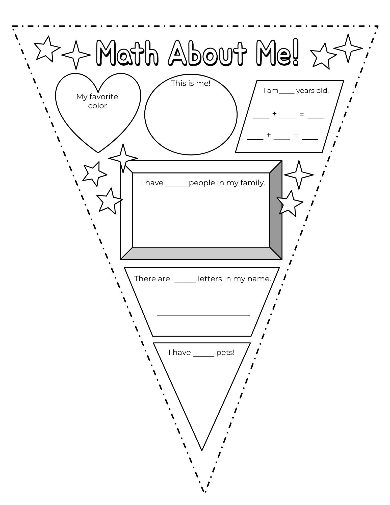 Math About Me Worksheet: Back To School Activity, Grades 1-3 (Pdf within All About Me Triangle Worksheet