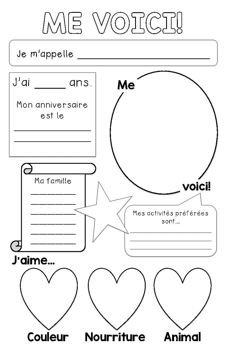 Me Voici - French All About Me Postermonsieur Jeff&amp;#039;S Class | Tpt inside All About Me Worksheet French