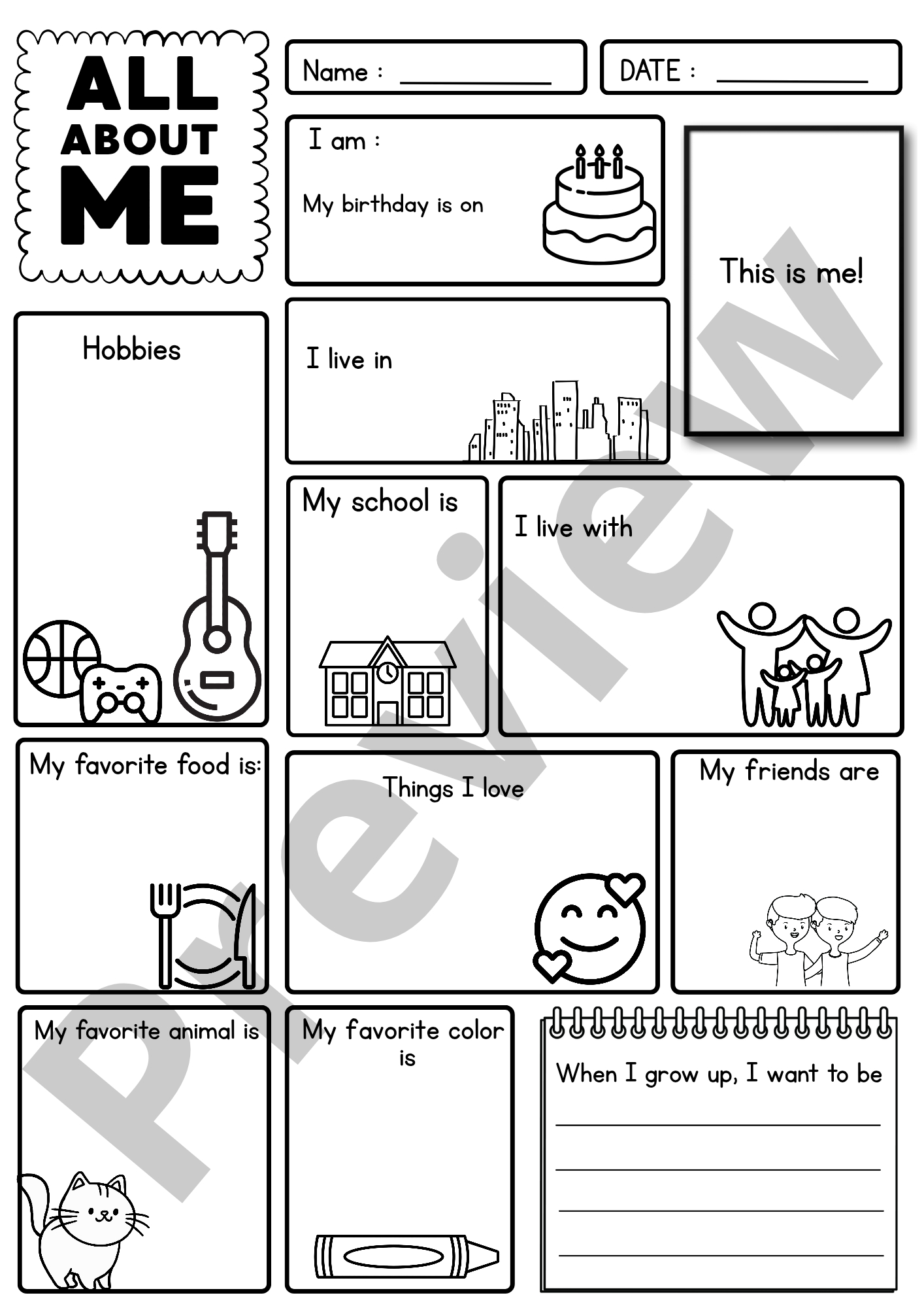 My All About Me Page | Printable Activity Sheet For Kids inside All About Me Worksheet Free Download Uk