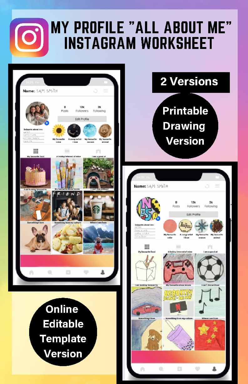 My Profile &amp;quot;All About Me&amp;quot; Back To School Instagram Worksheet | Tpt in All About Me Instagram Worksheet