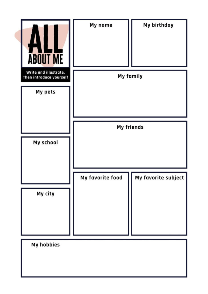 All About Me Worksheet Therapy