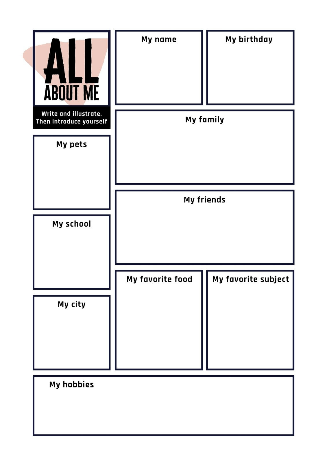 Page 3 - Free And Printable All About Me Worksheet Templates | Canva within All About Me Speech Therapy Worksheet