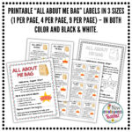 Printable All About Me Bag, Labels & My Favorite Things, Back To Intended For All About Me Bag Printable