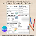 Printable All About Me Template For Special Needs, Autism, Adhd Intended For All About Me Worksheet Special Needs