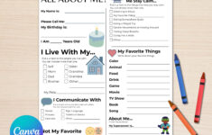 Printable All About Me Template For Special Needs, Autism, Adhd intended for All About Me Worksheet Special Needs
