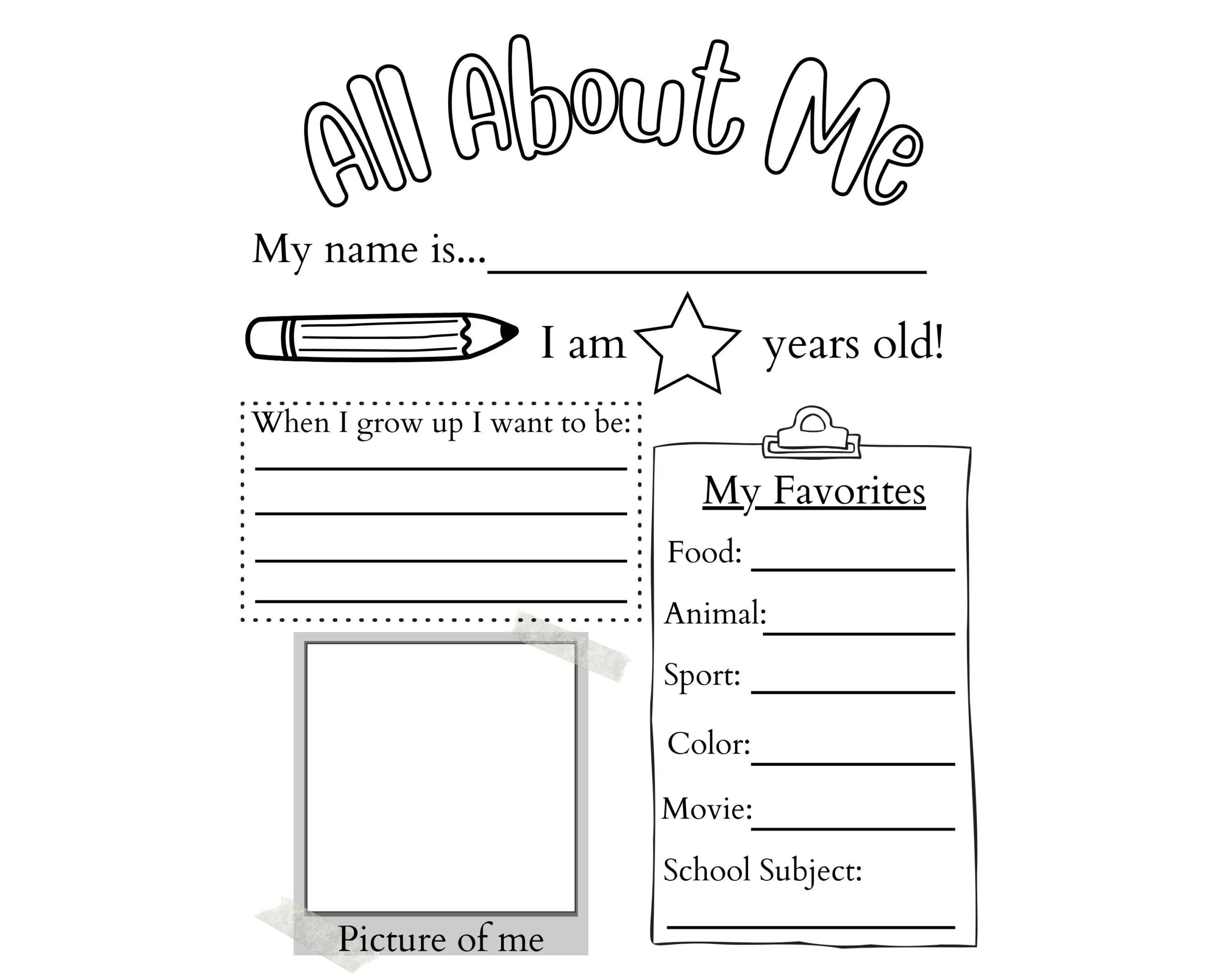 Printable All About Me Worksheet | Printable Activity For Kids within All About Me Worksheet With Pictures