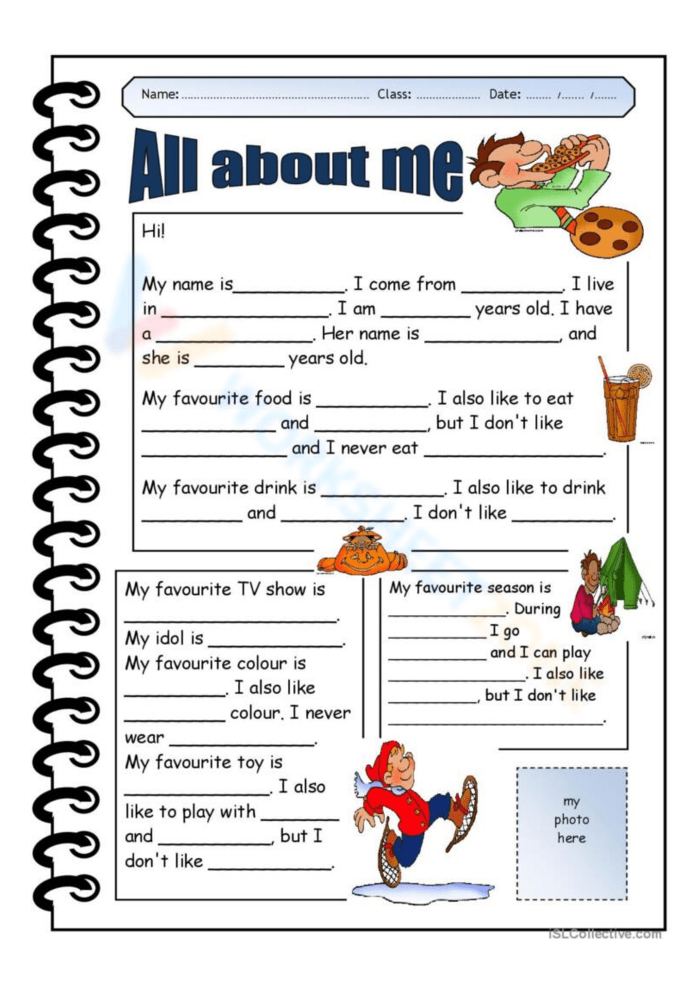 Printable Grade 5 All About Me Worksheet Worksheets inside All About Me Worksheet Year 5