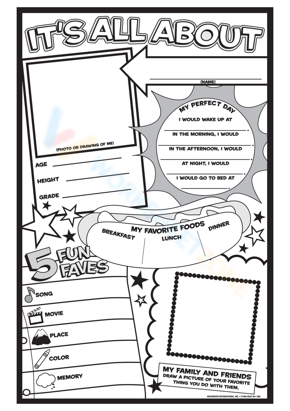 Printable Grade 5 All About Me Worksheet Worksheets within All About Me Worksheet Fifth Grade