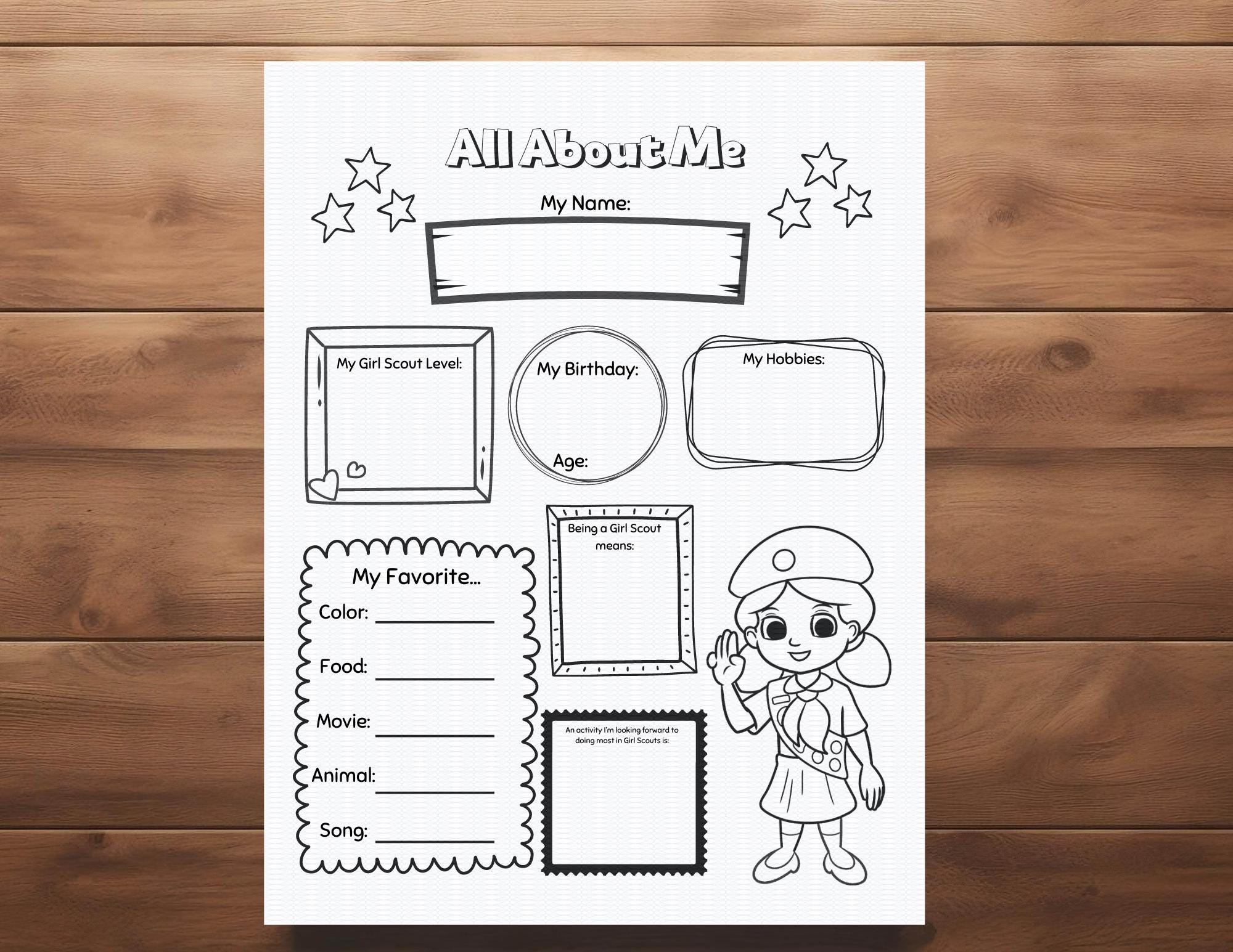 Printables Daisy Girl Scout All About Me - Etsy inside Daisy Girl Scout All About Me Worksheet