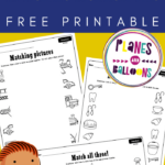 Simple Matching Worksheets For Preschoolers   Planes & Balloons Regarding Planes And Balloons Worksheets All About Me