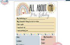 Teacher All About Me Editable Template, Printable Meet The Teacher throughout Editable All About Me Worksheet
