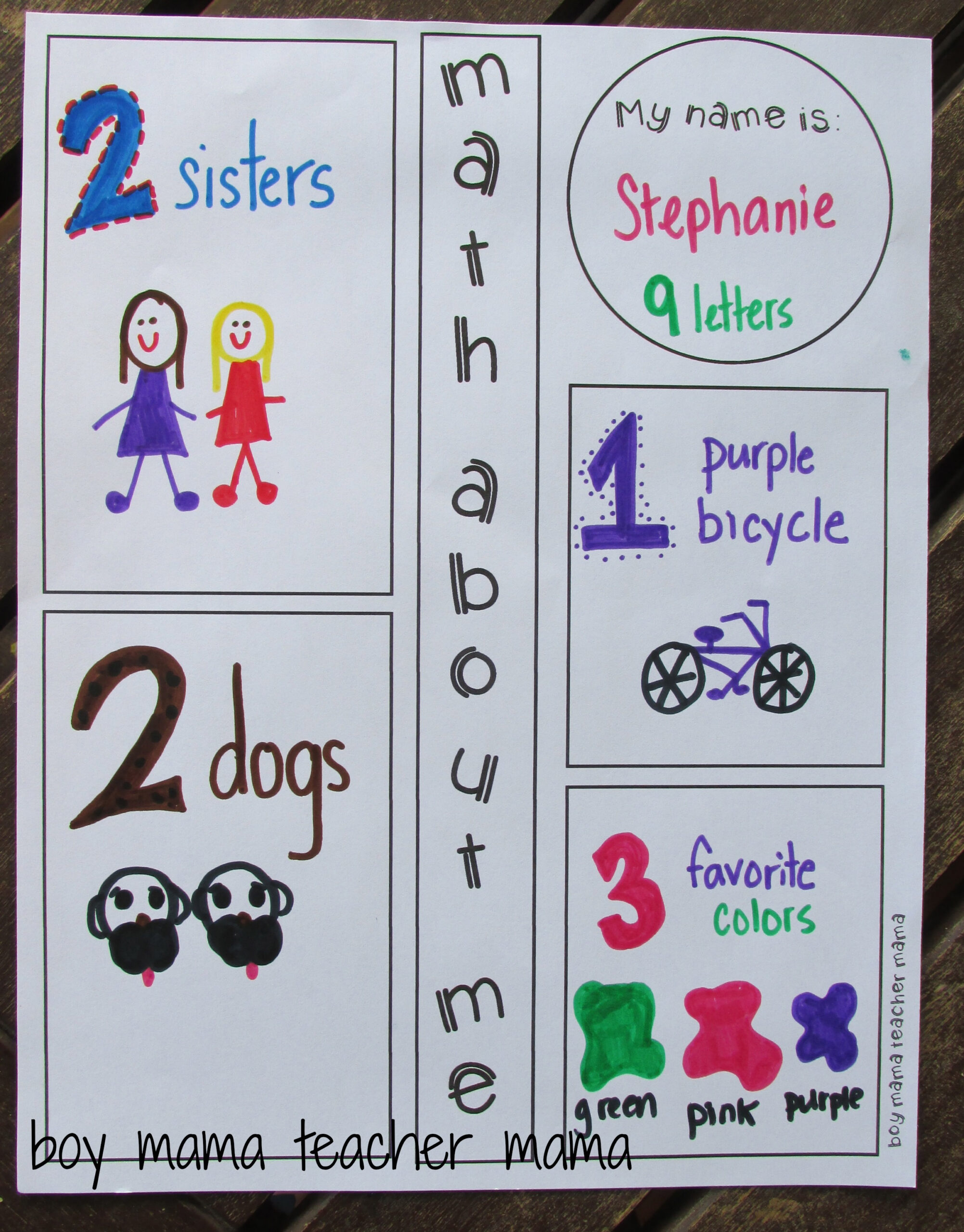 Teacher Mama: Free Printable: Math About Me {After School Linky within Math All About Me Worksheet Free