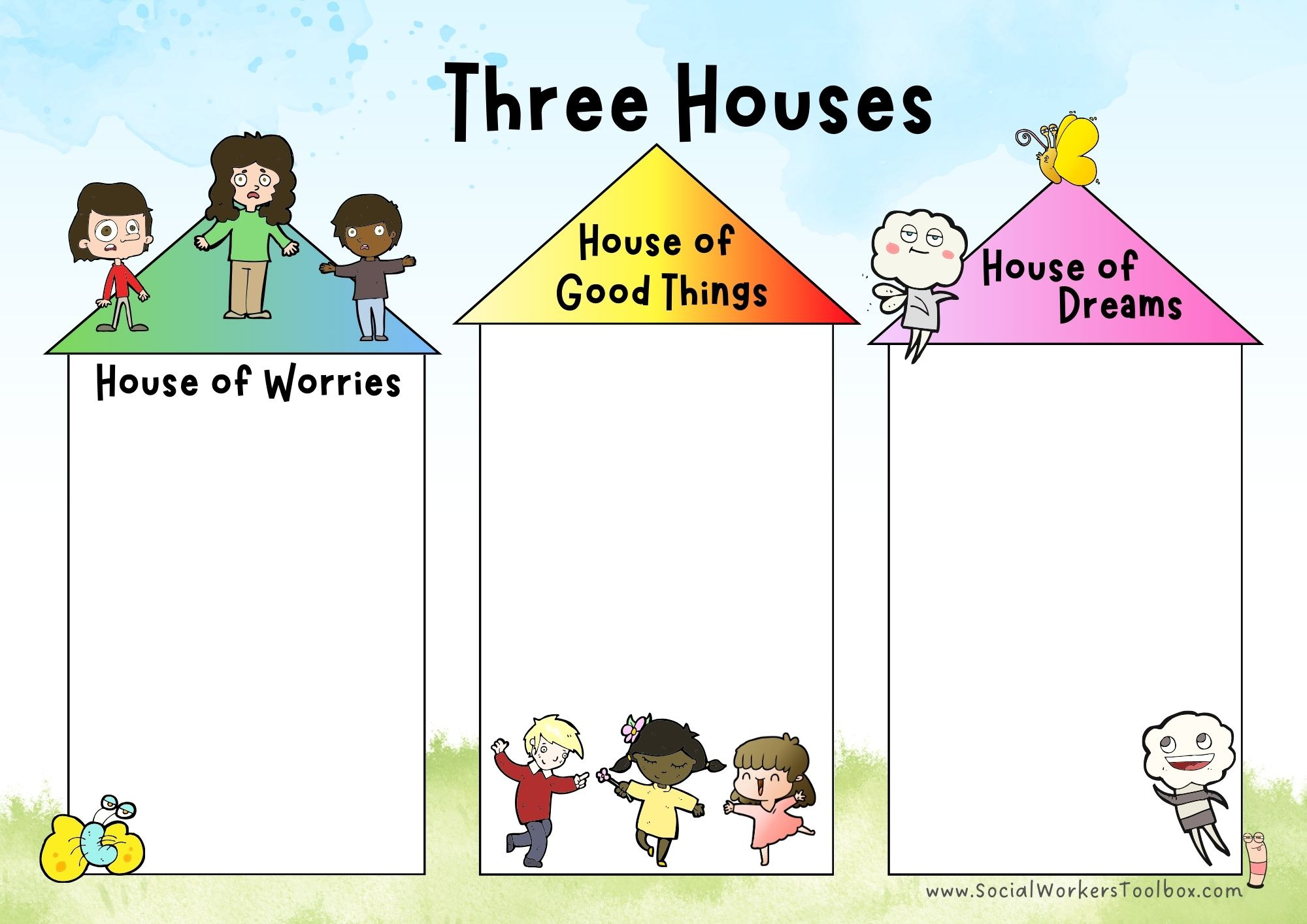 The Three Houses Templates - Free Social Work Tools And Resources inside All About Me Social Work Toolbox