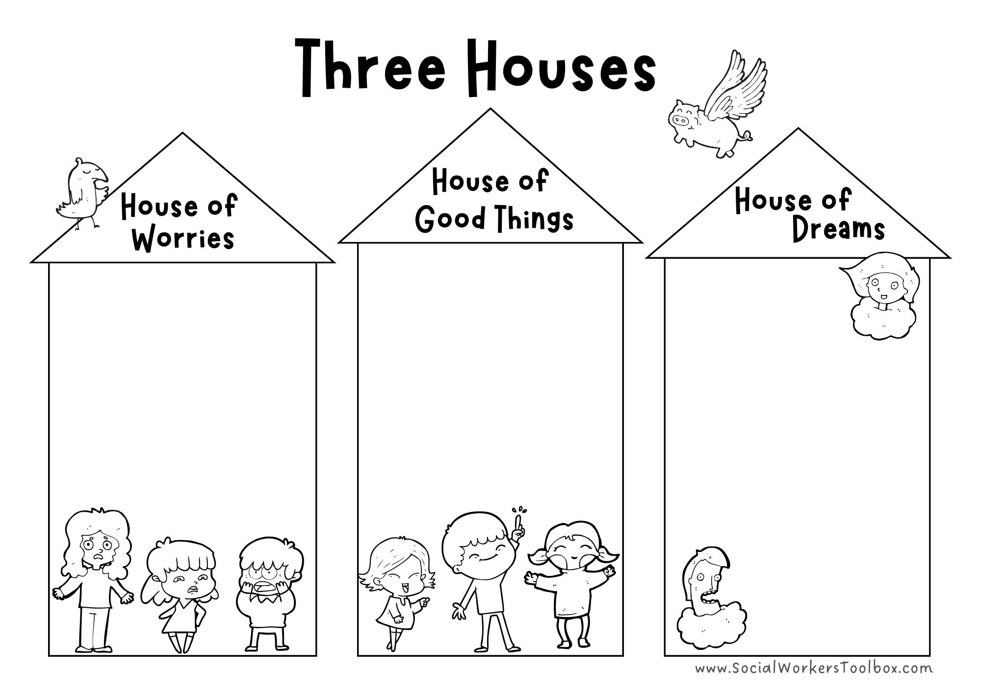 The Three Houses Templates - Free Social Work Tools And Resources with regard to All About Me Social Work Toolbox